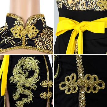Vintage Džeza Deju Kostīms, Zelta Black Dragon Rakstu Izšūšana Kleita Posmā Modes Sniegumu Apģērbs, Bārs, Naktsklubs Apģērbi
