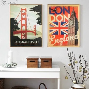 Vintage Golden Gate Bridge Londonā Plakāti Un Izdrukas Audekls Gleznošanai Attēlus Uz Sienas Anotācija Dekoratīvās Mājas Dekoru Quadro