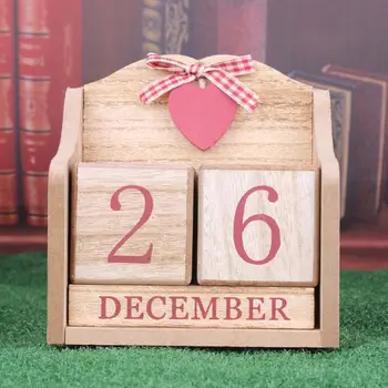 Vintage Koka Kalendārā Mēneša Datums Displejs Mūžīgo Bloki Foto Aksesuāri Rakstāmgalda Piederumi Mājas Biroja Apdare