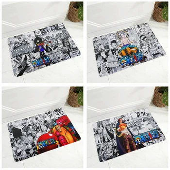 Vintage Laikraksta stils Doormat par Gaitenis Dekoru Anime Viens Gabals Luffy Grīdas, Durvis, Paklāja neslīdoša Super Mīksts Flaneļa Segas 40x60cm