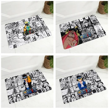 Vintage Laikraksta stils Doormat par Gaitenis Dekoru Anime Viens Gabals Luffy Grīdas, Durvis, Paklāja neslīdoša Super Mīksts Flaneļa Segas 40x60cm