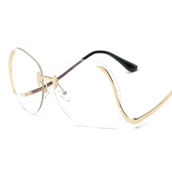 Vintage Lielgabarīta bez apmales Hippy Saulesbrilles Sieviešu Lieli Metāla Bezrāmju Saules brilles Nerd sieviete metāla Toņos Slīpums Brilles