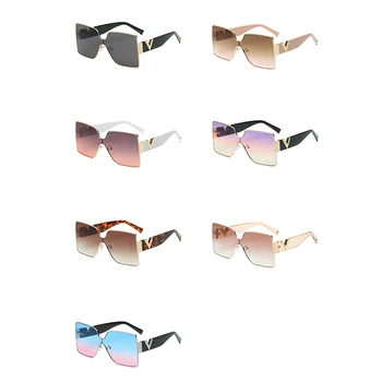 Vintage Lielizmēra Kvadrātveida Saulesbrilles Sieviešu Modes Luksusa Zīmolu Dizainera Siāmas Objektīva Metāla Liels Rāmis Slīpuma Saules Brilles UV400