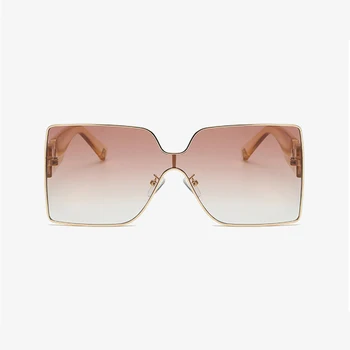Vintage Lielizmēra Kvadrātveida Saulesbrilles Sieviešu Modes Luksusa Zīmolu Dizainera Siāmas Objektīva Metāla Liels Rāmis Slīpuma Saules Brilles UV400