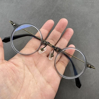 Vintage Mazas, Apaļas Brilles Vīriešiem Caurspīdīgs Acetāts Brilles Rāmis Sievietēm Optisko Recepte Briļļu Rāmji Briļļu Skaidrs