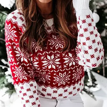 Vintage Priecīgus Ziemassvētkus Džemperi Sievietēm Ar Garām Piedurknēm Rudens Ziemas Briežu Drukāt Adīts Sieviešu Džemperis Šiks Top Džemperis