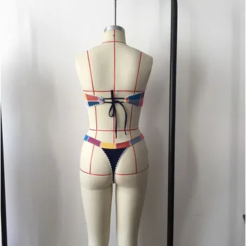 Vintage Raibs Drukāt Bikini Ir 2021. Lenta Peldkostīmi Sieviešu Biquini Peldkostīmu Brazīlijas Sieviešu Sandales Peldkostīms Par Beachwear