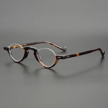 Vintage Roku Darbs Acetāts Brilles Rāmis Vīriešu, Sieviešu Luksusa Mazo Pusi Rāmi Recepšu Tuvredzība Optiskā Savākšanas Brilles Rāmis