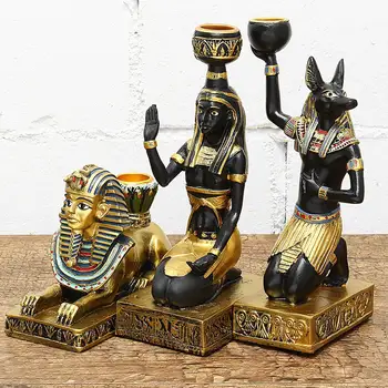 Vintage Ēģiptiešu Dieviete Statuetes Svece Īpašnieks Svečturis Mājas Darbvirsmas Dekori Radošo Sveķu Mākslas Amatniecības Biroja Galda Dekorēšana