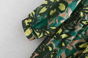 Vintage šiks zaļā ziedu drukāt krekls garu kleitu sievietes vasaras kleita 2019 gadījuma vestidos kroku ruffles šifona kleita boho