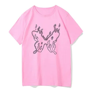 VIP HJN Harajuku Tauriņš Liesmas Top Streetwear Sieviešu T-krekls Vasaras Ins Jautri Drukāšanas Hip-hop T-krekls Vintage Sieviešu Apģērbs