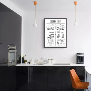 Virtuves Noteikumiem Ilustrācija Audekls Mākslas Plakātu Izdrukas Virtuves Sienas Mākslas Dekoru Mūsdienu Minimālisma Krāsošana Attēlu, Sienu Apdare