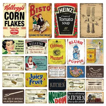 Virtuves Pārtikas Metāla Skārda Zīme Virtuves Dakšiņu Vintage Zīmes Plāksnīte, Retro Dzelzs Gleznas, Sienas Dekori Virtuves Sēž un Ēdināšana