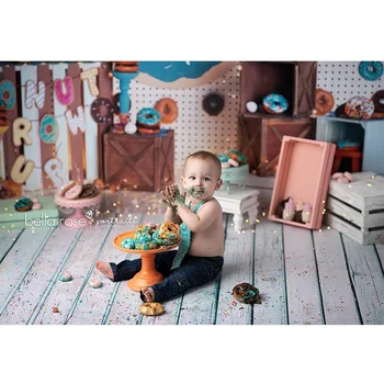 Virtuļi Sienas Jaundzimušo Bērnu Dzimšanas Dienas Mākslas Fotogrāfijas Fons Salds Donuts Veikals, Bērnu Portrets Fona Foto Studija Photocall