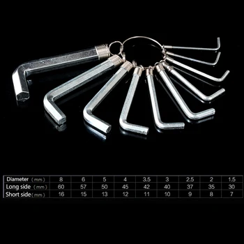 Vislabāk pārdoto Hex Atslēga, Allen Uzgriežņu atslēgu Komplekts 10 1 1,5 mm~10mm Metriskās Rokas Instrumentu Komplektu Kastes Atslēgu piekariņi Atslēgu