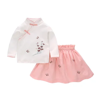 Vlinder Bērnu Drēbes Meitenēm Svārki Uzvalki Jaunu Ķīniešu stilā divas gabals bērnu Hanfu meitenes Tērps 12M~4T 2019 Meitene Apģērbs