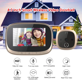 VODOOL Smart IP WIFI Durvju Video Domofons 4.3 collu LCD Ciparu Fotokameras Durvju Mājas Drošības Acu Peephole Skatītāju Gredzens