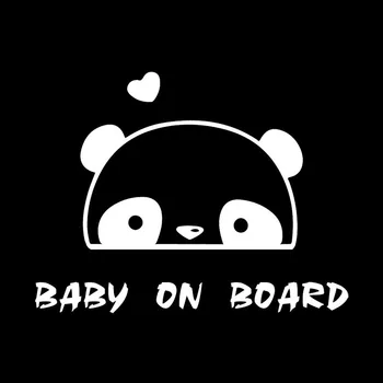 Volkrays Karikatūra Auto Uzlīme Panda Mīlestība Cute Baby on Board Brīdinājuma Piederumi Atstarojošs Ūdensizturīgs Vinila Decal,11cm*14cm