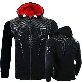 VSZAP MMA Rock Hoodies ziemas jaka ar garām piedurknēm ar kapuci sporta Krekls kikbokss kaujas Izšūšanas Iespiesti zivju zvīņas
