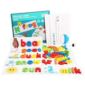 Vārdu Pareizrakstības Rotaļlietas, Bērnu Puzzle Koka Valodas Vārdu Spēle, Bērnudārzu, Mācību līdzekļi angļu Alfabēta Kognitīvo Mācīšanos