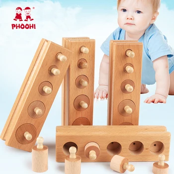 Vīksna Ligzda Cilindru Montessori Izglītības koka Rotaļlietas bērnu agrīnās mācīšanās bērnu rotaļlietu 2-4 Gadi