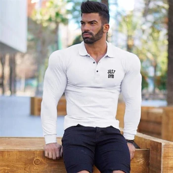 Vīrieši Darbojas Polo T Krekls Jaunu 2020 Rudens Modes Cietā Kokvilnas Garām Piedurknēm Topi Par Vīrieti, Slim Fit Elpojošs Polo Krekli Plus Lieluma