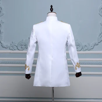 Vīrieši divrindu Anglijas Stils Ilgi pieguļoša Žakete Dizainu Kāzu Līgavainim Uzvalks Jaka Mens Posmā Valkā Dziedātāja Kostīms