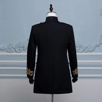 Vīrieši divrindu Anglijas Stils Ilgi pieguļoša Žakete Dizainu Kāzu Līgavainim Uzvalks Jaka Mens Posmā Valkā Dziedātāja Kostīms