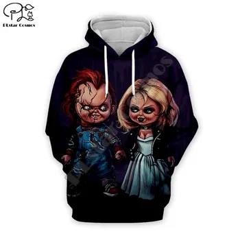 Vīrieši Halloween Bērnu spēle Līgava Chucky lelle 3d drukas Hoodies unisex sporta Krekli ikdienas rāvējslēdzēju pulovers tracksuit