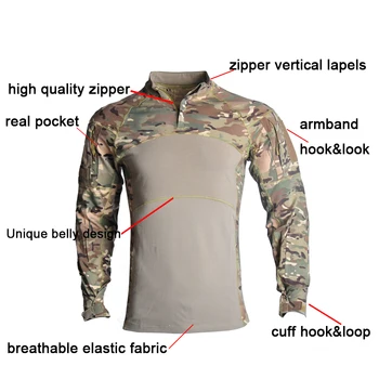 Vīrieši Kaujas Krekli Pierādīts, Taktiskās Apģērbu Militāro formas tērpu KP Maskēties Airsoft Armijas Tērps Elpojošs Darba Apģērbs vīriešiem neilona
