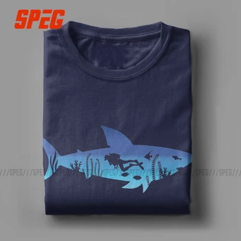 Vīrieši Shark Diver Niršana Ar Akvalangu Nirt T Krekls Jūras Iekārtas Tīras Kokvilnas Apģērbs Ar Īsām Piedurknēm O Kakla Tee Kreklu Plus Izmēra T-Krekls