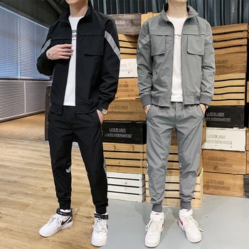 Vīrieši Streetwear Tracksuit Harajuku Joggers Uzvalku Komplekti Atstarojošs 2020 