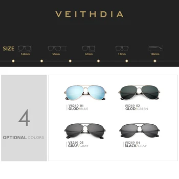 Vīrieši Vintage Sakausējuma Polarizētās Saulesbrilles, Klasiskās VEITHDIA Zīmols Saules brilles UV400 Objektīvs Braukšanas Brilles Vīrieši/Sievietes Oculos de sol