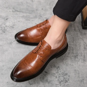 Vīriešiem kurpes ādas ikdienas apavi mežģīnes up mīksto Vieglumu neslīdoša ūdensnecaurlaidīga ikdienas apavi nodilumizturīga oxfords kurpes vīriešiem