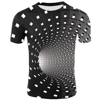 Vīriešiem, Sievietēm ar Īsām Piedurknēm T-Krekls 3D Virpuļot Drukāt Hipnoze Optiskā Ilūzija t-veida Topi, H9