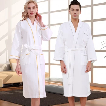 Vīriešiem Svars 40-120KG Kokvilnas Kimono Frotē Vannas Drēbes Ūdens Absorbējošu Vafeļu Dvielis, Peldmētelis Plus Sleepwear peldmētelis Sievietēm