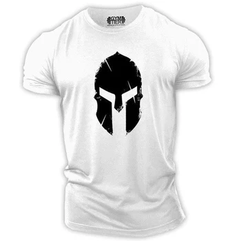 Vīriešu 3D krekls Ērti T Krekls Vīriešiem retro Spartas T krekls ar Īsām piedurknēm T-krekls gadījuma Harajuku melns un balts krekls