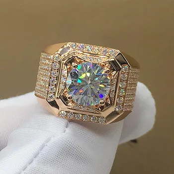Vīriešu 925 Sterling Silver gredzeni, pirksts Luksusa Saderināšanās ir laulības gredzens zēni 2ct Dimanta 18K rose zelta Rotaslietas, Izmēri 7-13 dāvanu