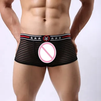 Vīriešu Acu Skatīt, Izmantojot Pārredzamas seksīgu Vīriešu Biksītes Sexy Milzīgais Vīriešu apakšveļa Bokseri Sexy Geju apakšveļa vīriešu bikses, izmērs M L XL