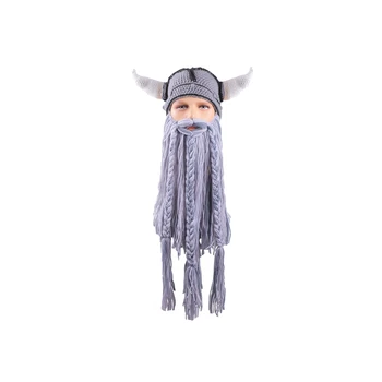Vīriešu Barbaru Vagabond Viking Bārdu Beanie Ragu Cepures Roku Adītus Ziemas Siltas Cepures Smieklīgi Halloween Masku Cosplay Dāvanas H9