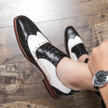 Vīriešu Biznesa Kleitu kurpes Krāsains Mežģīnes up Modes Cilvēka Ikdienas Ādas kurpes Oxfords Dzīvoklis Atpūtas Kāzu kurpes Vīriešu Liela Izmēra