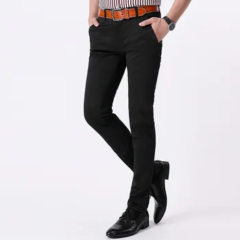 Vīriešu Elastīgās Bikses Modes Biznesa Sociālo Izdilis Pantalon Homme Ērti Navy, Black 2 Krāsu Gadījuma Bikses Vīriešu Apģērbs