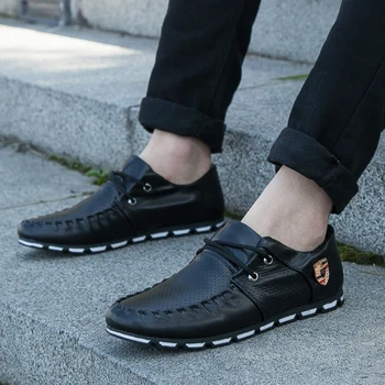 Vīriešu formālu apavi Mokasīni ādas kurpes audekla kurpes vasaras vīriešu ikdienas apavi oficiālu kurpes elpojošs mīksto vienīgais viegls 39