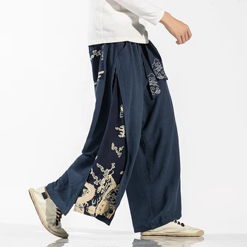Vīriešu Japānas Stila Plaša Kāju Gadījuma Bikses Vīriešu Lielajam Vintage Bikses Vīriešu 2020 