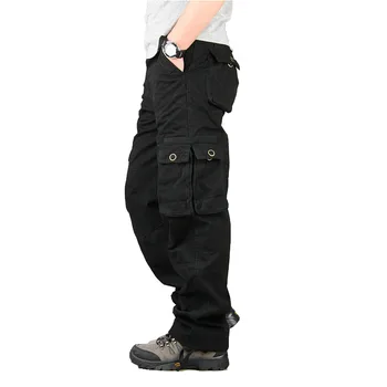 Vīriešu Kokvilnas Kravas Bikses (Dungriņi), Vīriešu Ikdienas Multi Kabatas Streetwear Garās Bikses Vīriešu Apģērbi Bikses Militāro formas tērpu Bikses