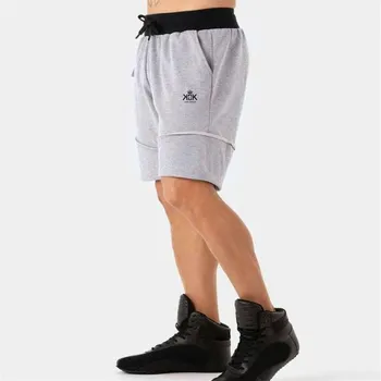 Vīriešu kokvilnas īsās bikses-šorti Run skriešanas sports Fitness bodybuilding Treniņbikses vīriešu treniņu apmācības Zīmola Ceļa Garums īss elsas