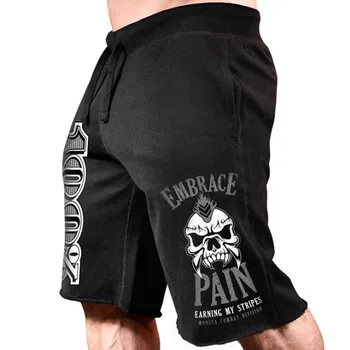 Vīriešu kokvilnas īsās bikses-šorti Teļš-Garums Fitnesa Kultūrisms Gadījuma Joggers treniņu Zīmolu sporta īsās bikses, Treniņbikses Sporta