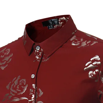 Vīriešu Krekls Iedeguma Rožu Drukāt garām Piedurknēm Ikdienas Krekls Modes Rose Puķu Iespiesti Savukārt Apkakle Slim Fit Kreklu apdruka Vīriešu Apģērbs