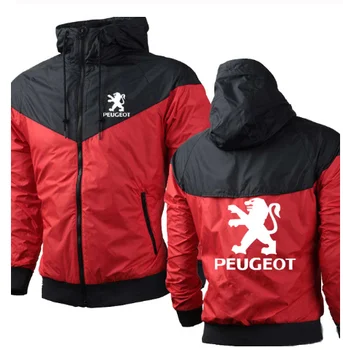 Vīriešu pelēkā vārna par Peugeot Automašīnu Logo Drukāt Gadījuma kapuci sporta Krekli augstas kvalitātes Kokvilnas Vīriešu rāvējslēdzēju Hoodies Cilvēks Hoody Apģērbi