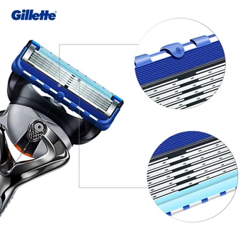 Vīriešu Skuvekļu Asmenīšu Mašīna Skūšanās Asmeņi Gillette Fusion 5 PROGLIDE Nerūsējošā Tērauda Taisni Skuvekli ar 4gab Dāvanu Asmens